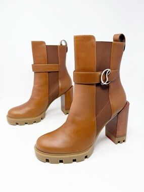 Christian Louboutin CL Chelsea Lug Ankle Boots Block Heel Womens Size EU 41